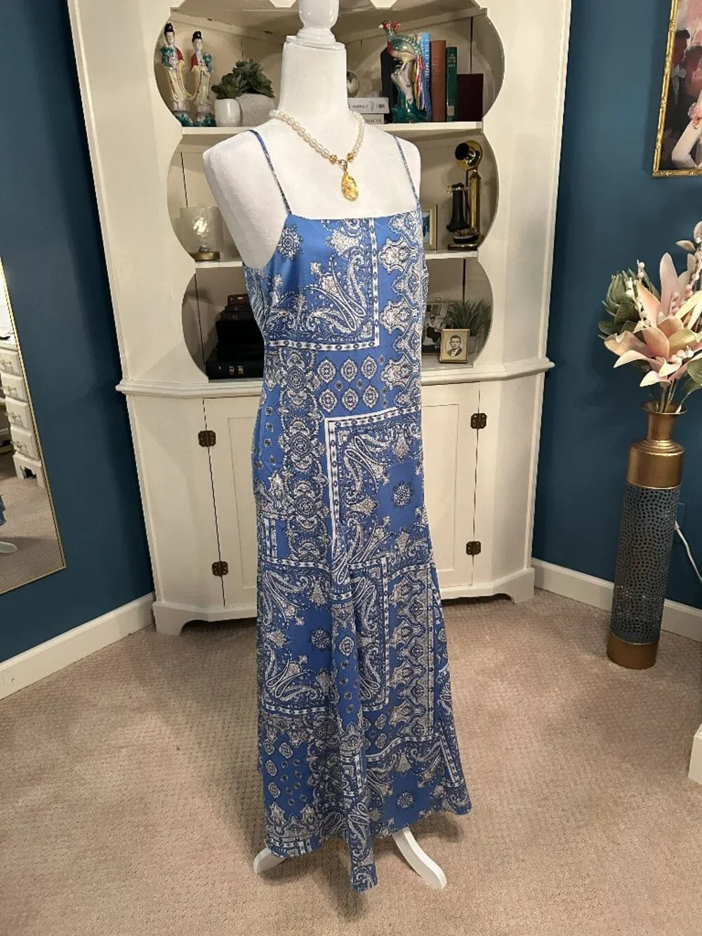 Silky Blue Maxi Dress - Picture 1 of 5